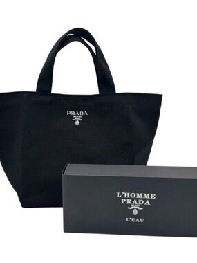 Prada Black Canvas Tote Bag - Prada Milano Logo Fragrance VIP GWP